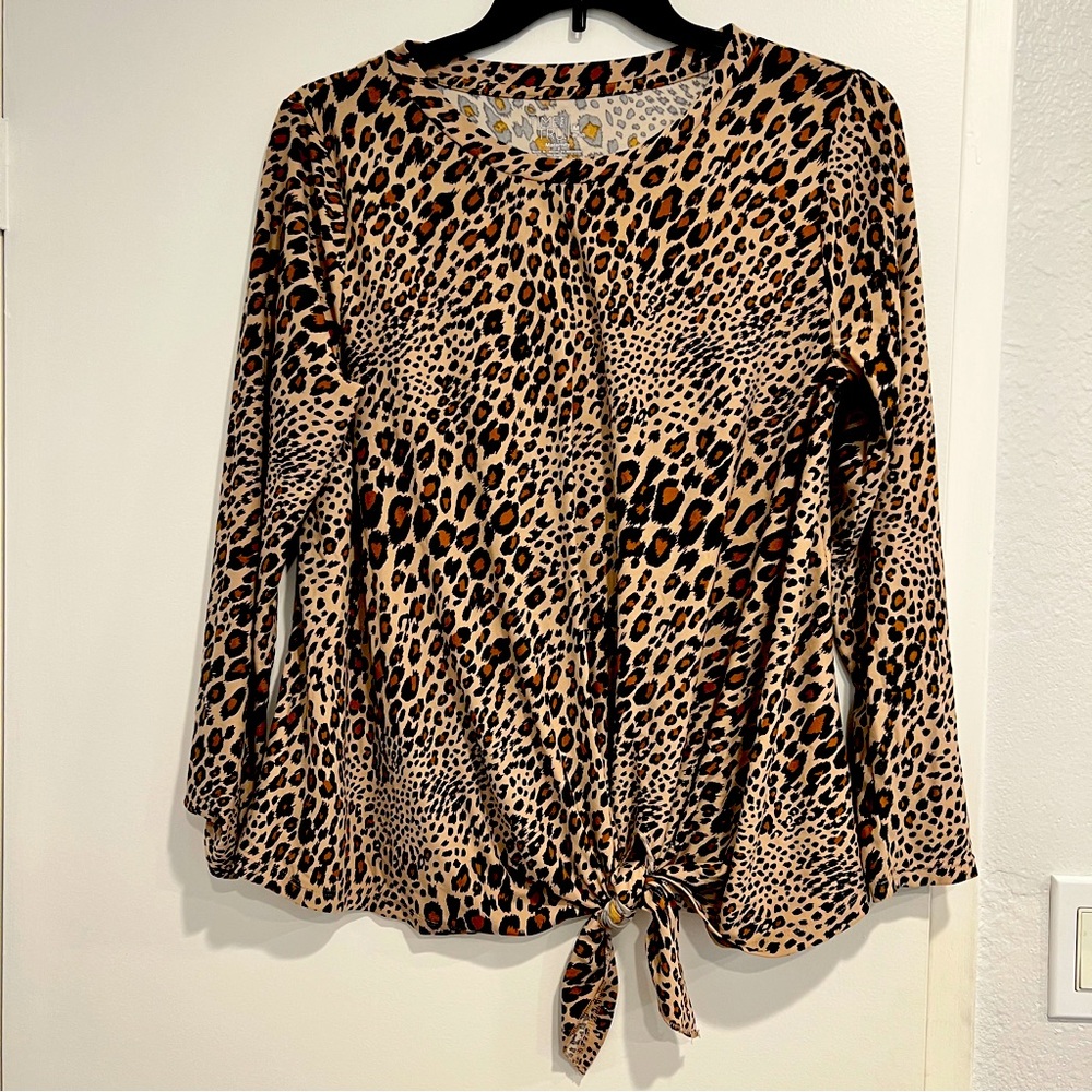 Maternity Animal Print Tie in Front Top